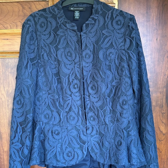 INC International Concepts  Blue Lace Peplum Jacket, Long Sleeves, Size Medium - Picture 7 of 16